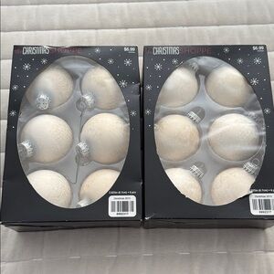 Christmas Shoppe Cream Ornaments Set 2 Boxes NEW
